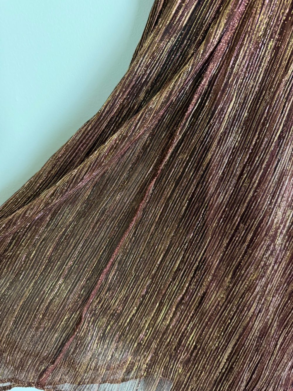 Metallic Pleated Skirt in Rose Gold and Bronze